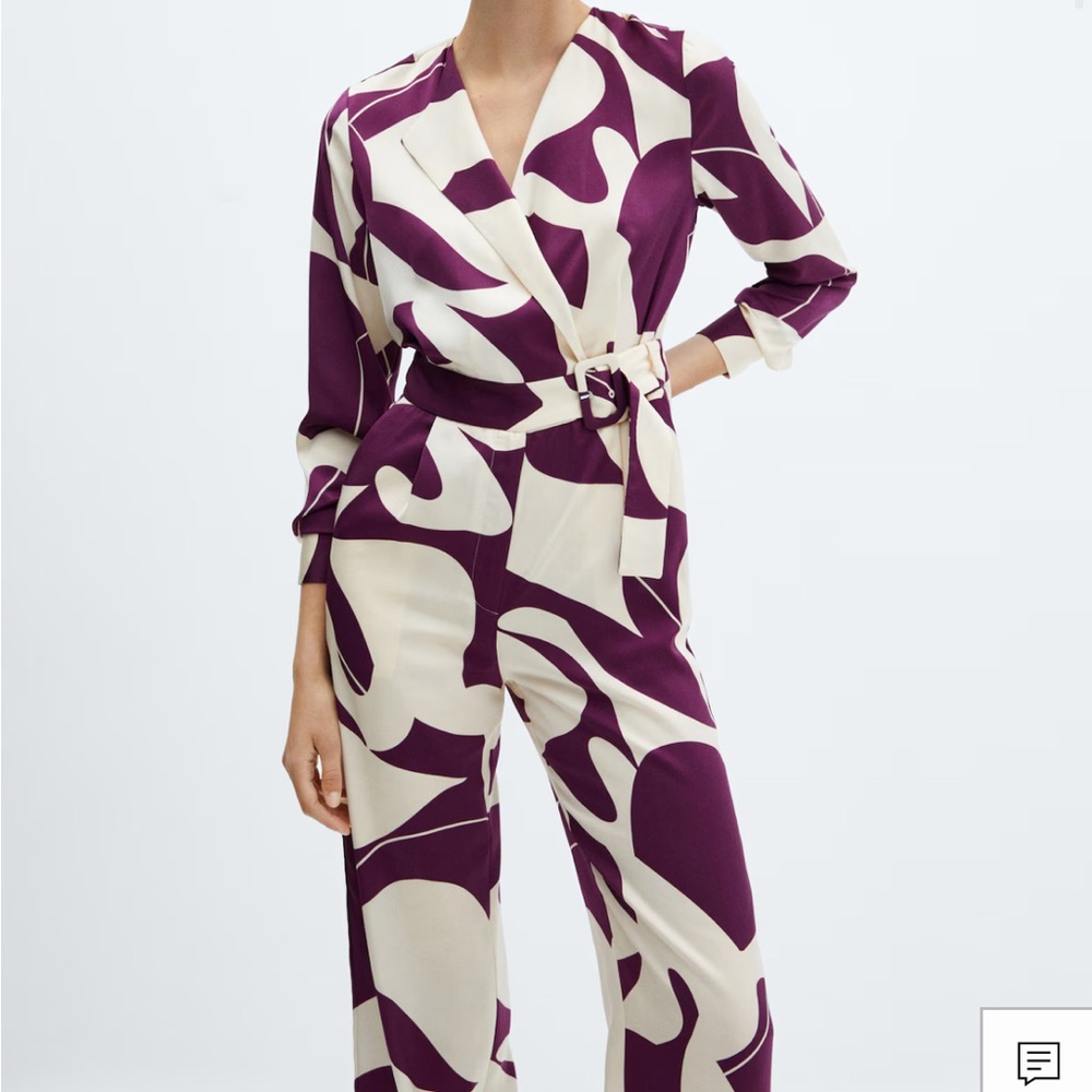 Mango Abstract Purple and Cream Jumpsuit
